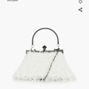 White feather wishbone cross body bag